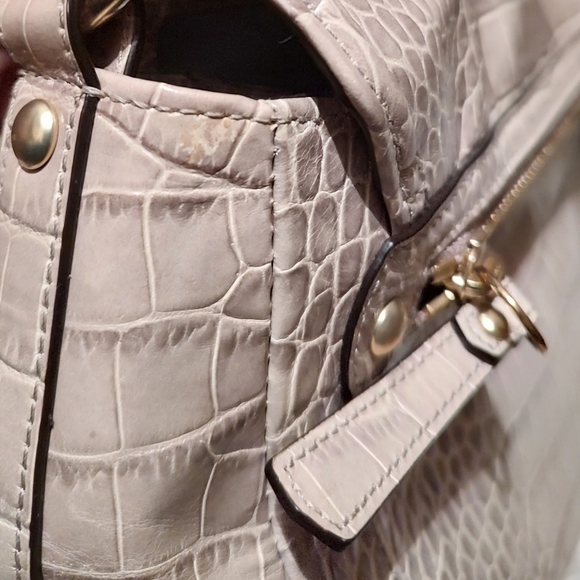 COACH Sydney Embossed Exotic Croc Flap Satchel Limited Edition Pearl RARE 14615 - Picture 14 of 16